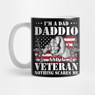 Vintage American Flag I'm A Dad Daddio And A Veteran Nothing Scares Me Happy Fathers Day Veterans Day Mug